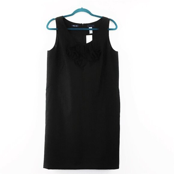 nwt sz 10 Elegant J.CREW Ruffle Sheath Dress Super 120s Wool black - Picture 1 of 11